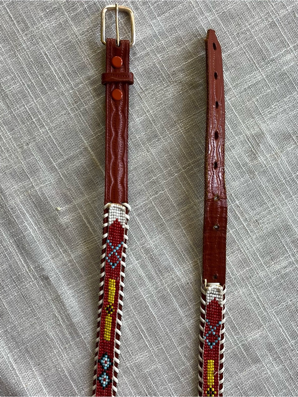 Hand Beaded Leather Belt